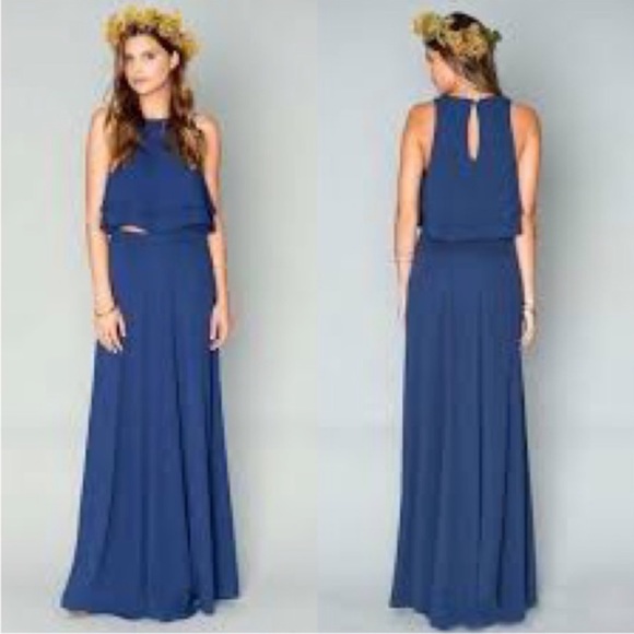 *Comes w/ FREE Ring* SMYM Princess Di ballroom navy maxi flutter skirt, S, NWT - Picture 6 of 16